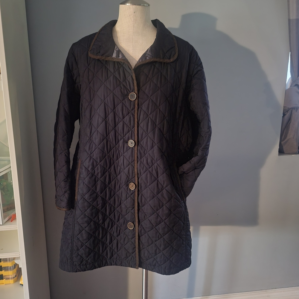 Lands' End Women's Quilted Black Coat